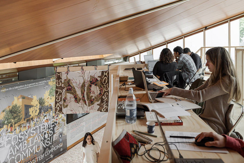 SALA students working on AAHA's "Not for Sale!" campaign inside the Canada Pavilion, Venice. Photograph by Maris Mazulis