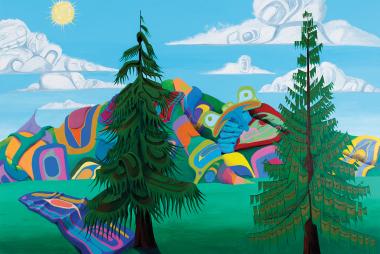 Painting by Lawrence Paul titled "Northwest Coast Climate Change"