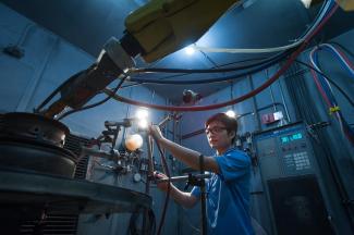 UBC materials engineering student at a co-op placement at Vector Aerospace