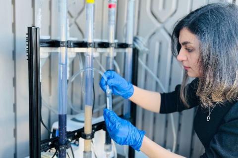 UBC researchers devised a unique adsorbing material that is capable of capturing all the PFAS present in the water supply. Photo credit: Mohseni lab