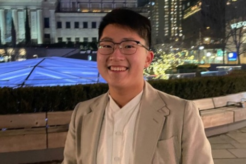 Russel at night in Downtown Vancouver. 